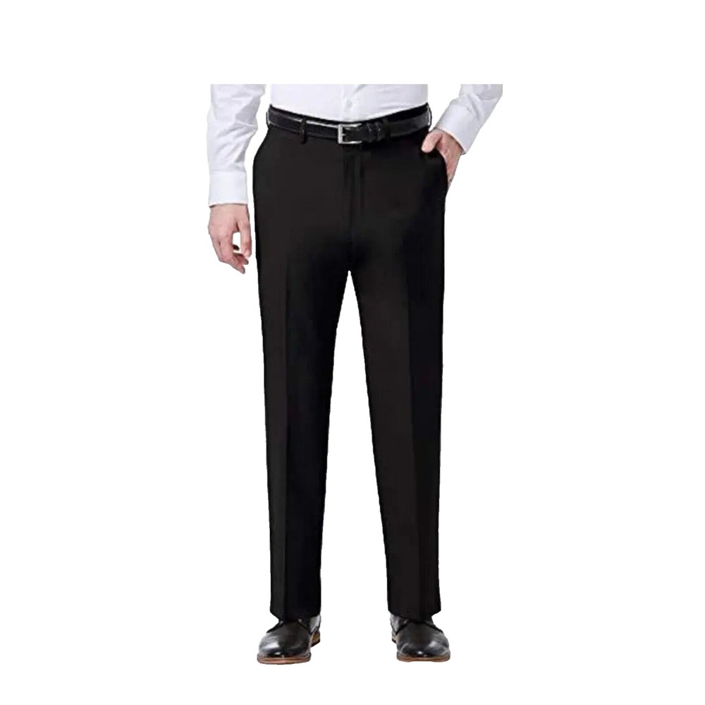 Haggar mens Mynx Classic Fit Front Pleated dress pants, Black,‎ 38W x 29 US